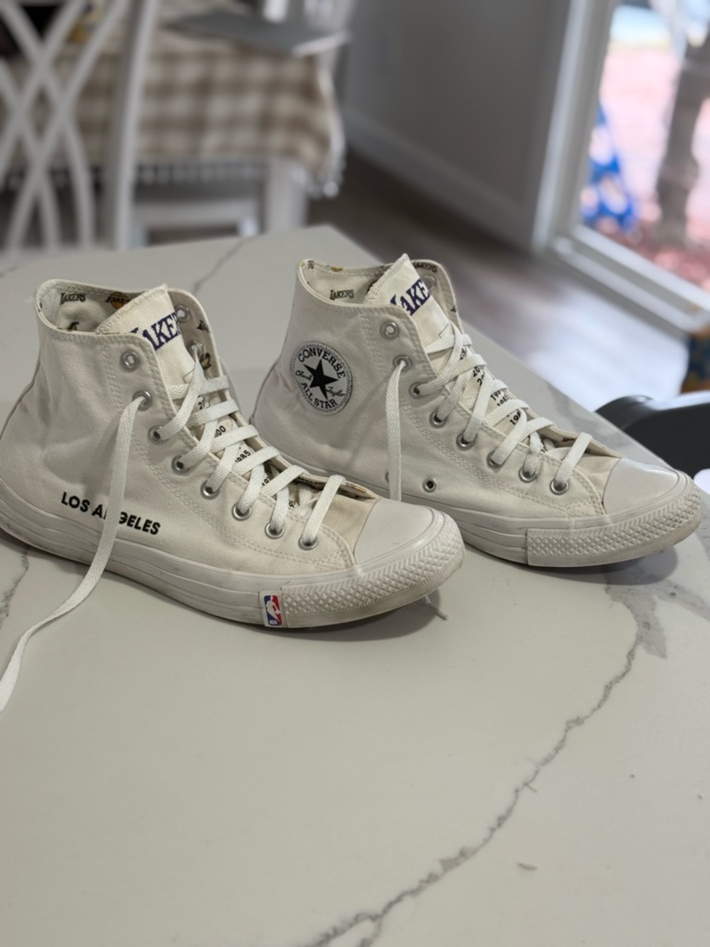 Converse NBA LA Lakers White Purple High-Top Sneakers very good condition. - Picture 9 of 16